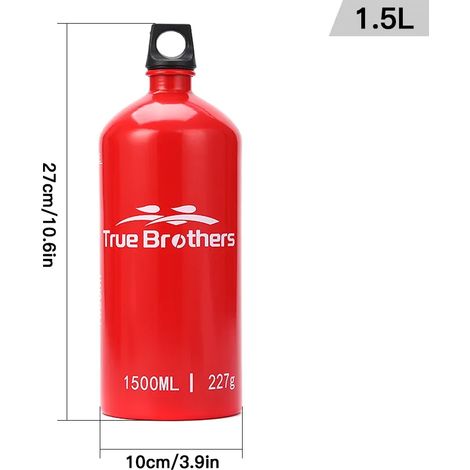 Bouteille de combustible pour gaz/huile d'extérieur de 1500 ml, en aluminium, compatible avec les réchauds de camping, de randonnée et les réchauds portables. (1/5)
