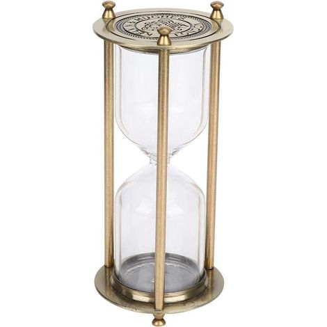 Sablier, rétro sablier avec texture en métal horloge de sable minuterie sablier cadre de minuterie de sable en alliage(2) (1/4)