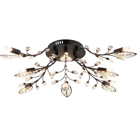 Deckenleuchte Deckenlampe Metall schwarz matt Acrylkristalle klar D 76 cm