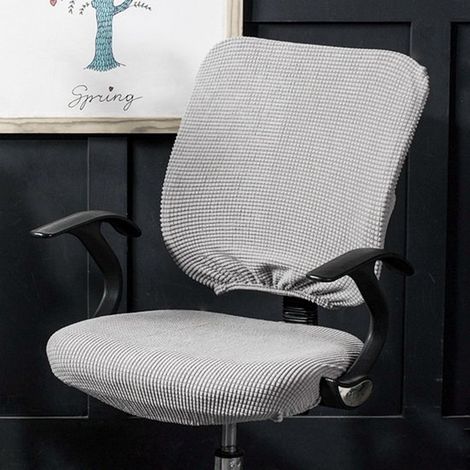 Housse de chaise de bureau 1 pièce, amovible, universelle, moderne, minimaliste, style, housse pour chaise pivotante de bureau, accoudoirs pivotants, chaise (Gris clair) (1/5)