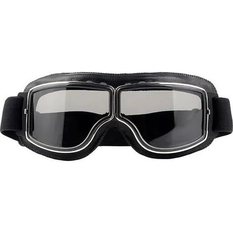 Lunettes de Moto - Vintage - Anti-Buée - Cuir PU - Résistant à la Poussière - Noir (1/4)