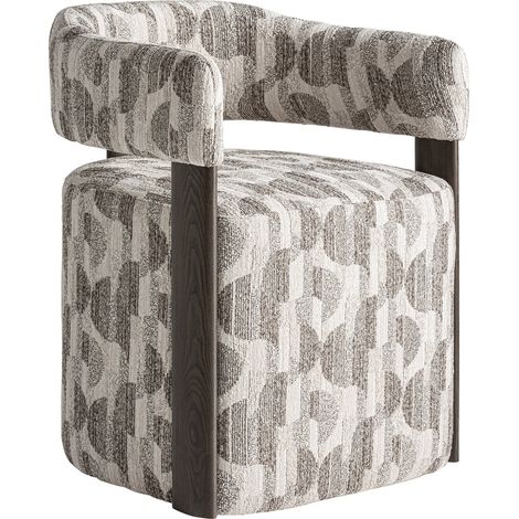 Chaise contemporaine en tissu imprimé - gris imprimé et frêne brun (1/5)