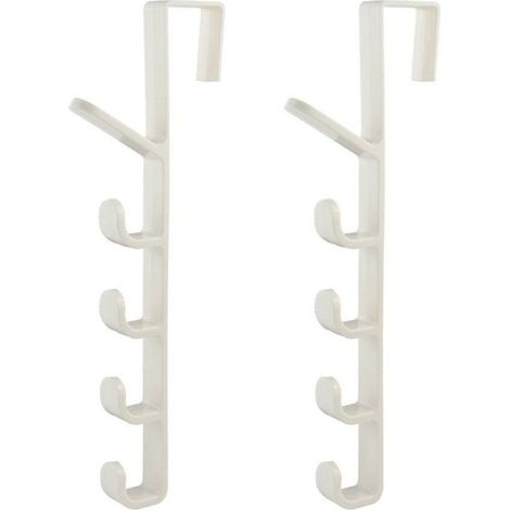 Porte-Manteau Vertical – 5 Crochets – Blanc – Plastique Résistant – Porte – 280x40x3mm (1/5)