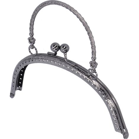 Cadre de Poignée Demi-Cercle en Métal Rhodié avec Serrure 16,5cm pour Accessoires de Sac DIY (1/5)
