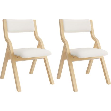 2 sillas de comedor plegables de madera y lino beige (1/5)