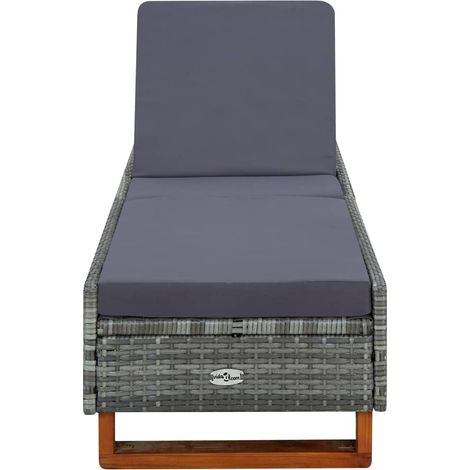 Maison Exclusive - Lettino Prendisole con Cuscino in Polyrattan Grigio (1/5)