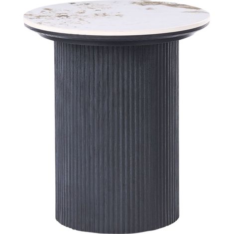 Tavolino Base in MDF Piano in marmo bianco ceramico ø 45 cm Nero Dora (1/5)