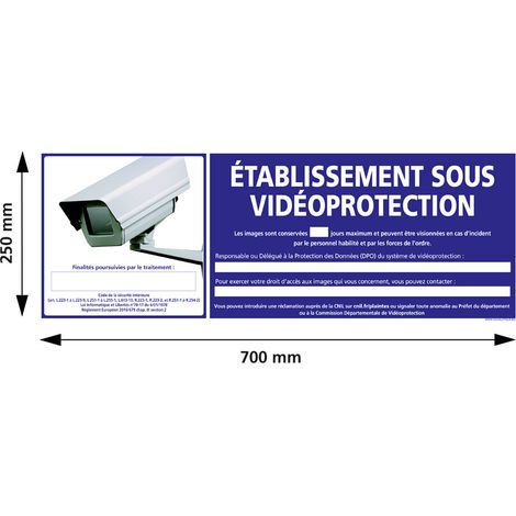 Panneau Information Surveillance Vidéo 24h/24 - Signalisation Sécurité - Adhésif - 700 x 250 mm - Conforme RGPD et CNIL