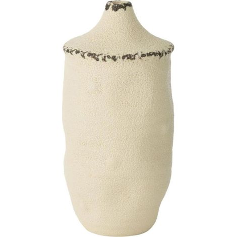 Vase Déco en Grès "Bay" 28cm Blanc (1/4)