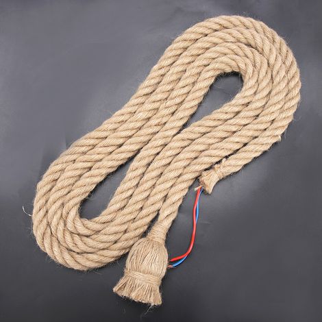 1,5 m langes Vintage-Hanfseil mit E27-Fassung zum Aufhängen von Retro-Deckenleuchten (1 Kopf) (1/5)