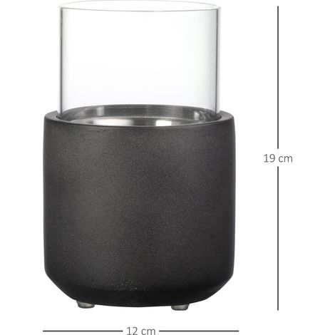 Cheminée de table au bioéthanol avec réservoir de 0,4 L, 12 x 12 x 19 cm, gris foncé (1/5)