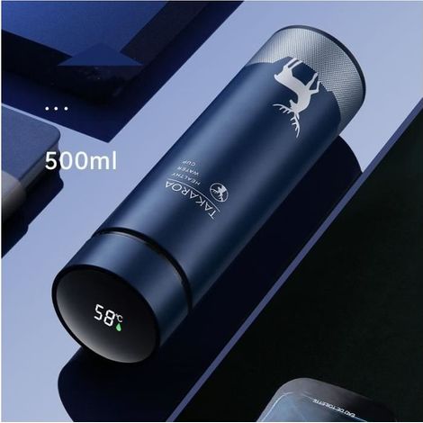 Bottle thermos Bottle Insulated stainless steel 500ML with Indicator of Temperature to Screen LED -blue dark (1/4)