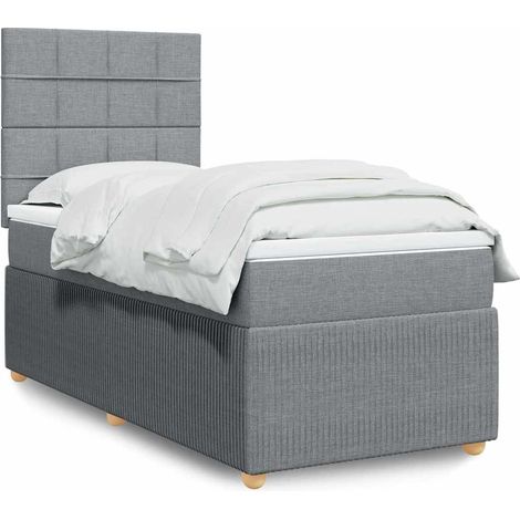 Boxspringbett mit Matratze Hellgrau 90x200 cm Stoff