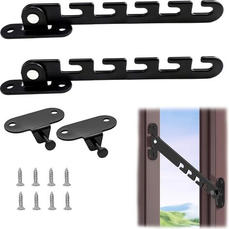 2 Pièces Réglable Entrebailleur Fenêtre, Bébé Fenêtre Limiteur de Fenêtre, entrebailleur fenetre sans perçage, Serrure de Sécurité fenêtre pour tout-petits et animaux de compagnie (Ferreux) (1/5)