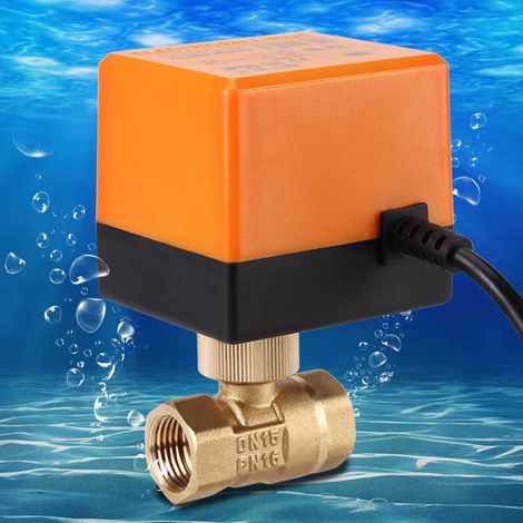 Vanne à bille motorisée en laiton DN15, 220V AC, 2 voies, 3 fils, 1.6Mpa, filetage pour système de plomberie (1/5)