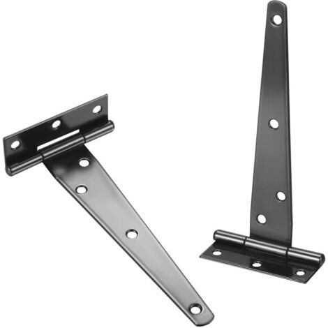 Lot de 2Charnières en T, Noires Charnière Porte de Grange, Charnières de Portes, Charniere Plate Inox pour Portails, Placard - 6 Pouces (1/5)