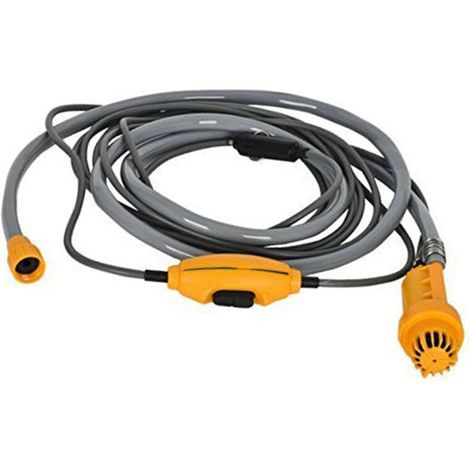 Douche extérieure portable, douche de camping 12 V, avec pompe à eau, câble de 6 mètres, prise allume-cigare, débit maximal 2,5 litres/minute (1/5)