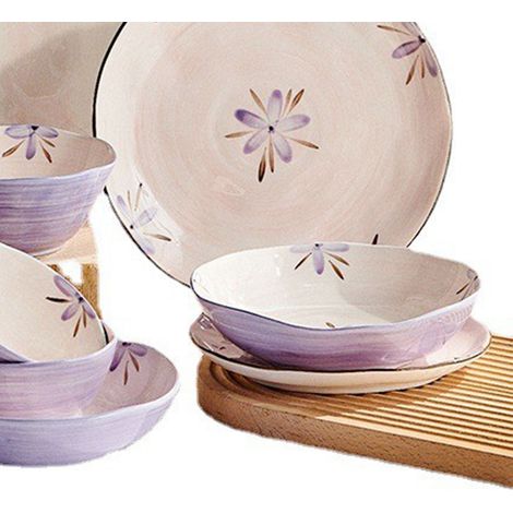 Bol en céramique violette de 12,5 cm (5 po) - Bol à soupe raffiné en céramique pour salade, pâtes, riz et dessert (1/5)