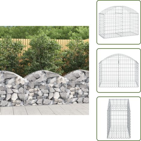Panier de gabions arqué 100x50x60/80 cm Fer galvanisé - Paniers De Gabions - Mur De Gabions - Clôture De Jardin - Décoration Jardin - Barrieres Jardin (1/5)