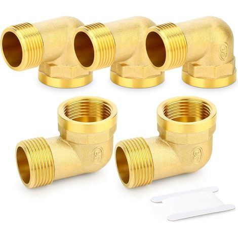 Lot de 5 coudes de rue à 90° en laiton massif – Raccord de tuyauterie 3/4" BSP mâle vers 3/4" BSP femelle