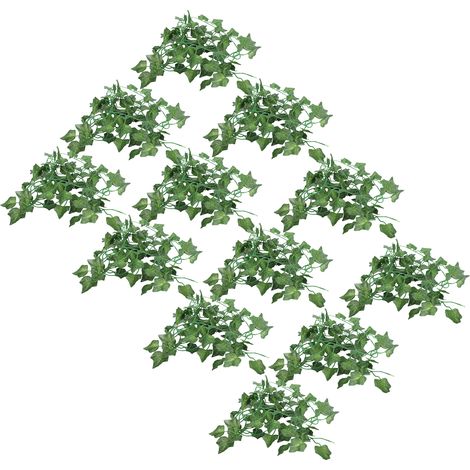 12 feuilles vertes en rotin synthétique à monter soi-même pour clôture, porte battante, mariage, fête - Feuilles de patate douce (1/5)