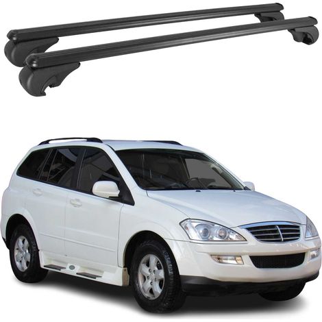 OMAC Aluminium Dachträger Querträger für Ssangyong Kyron 2005-2015 – TÜV / DIN 75302:2019 – Abschließbar – Max. 75 kg – 2 Stangen Schwarz (1/5)