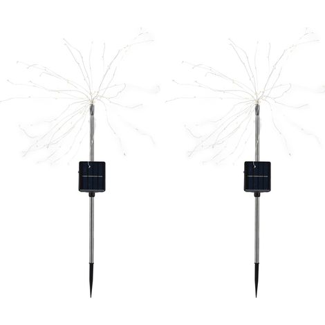 Lot de 2 guirlandes lumineuses solaires LED feu d'artifice, 8 modes, IP65 étanche extérieur DIY (1/5)