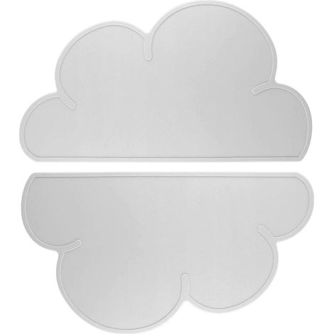 Sets de table pour enfants, lot de 2, motif nuages, en silicone antidérapant, résistant à la chaleur, pour les repas à domicile. (1/4)