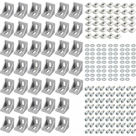 GABRIELLE 40x material de fijación soporte angular perfil de aluminio 3030 ranura 8 conectores angulares soporte angular