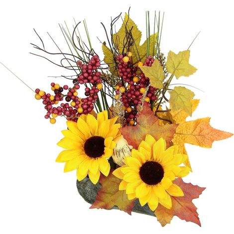 Fleurs artificielles en Forme de Tournesol sur Pierre - Décoration d'automne - Décoration de Table (1/4)