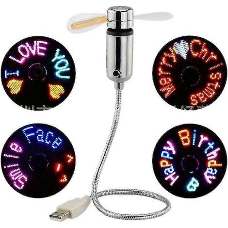 Ventilateur USB LED, nouveau ventilateur portable programmable et créatif alimenté par USB, mini ventilateur à col de cygne DIY pour ordinateur portable et ordinateur - (1/5)