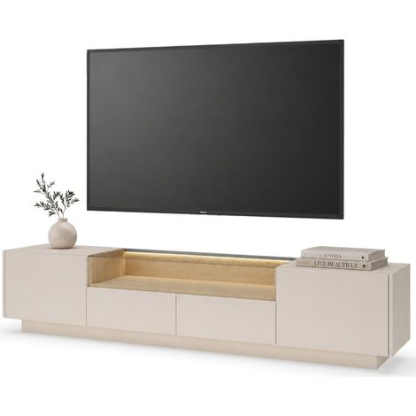 Fernsehschrank Kakagano, 2 Schubladen, 2 Regale, 2 Türen, 203x40x43h cm Beige