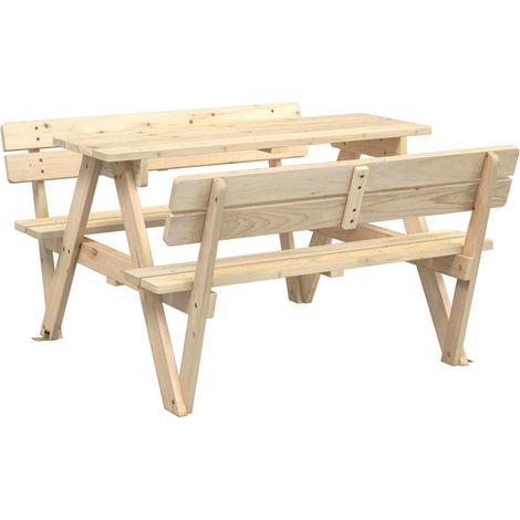 Picnic Table for 4 Kids with Umbrella Hole Solid Wood Fir vidaXL