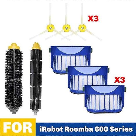 Kit de pièces de rechange pour accessoires iRobot Roomba série 600 : filtres, brosses principales et brosses latérales pour les modèles 675, 650, 690, 692, 694, 605, 615, 620, 630 et 651. (1/5)