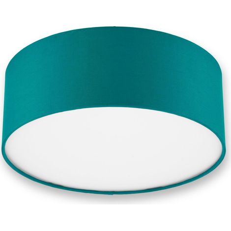 plafonnier salon - 30cm, rond, avec abat-jour en tissu, pétrole (1/5)