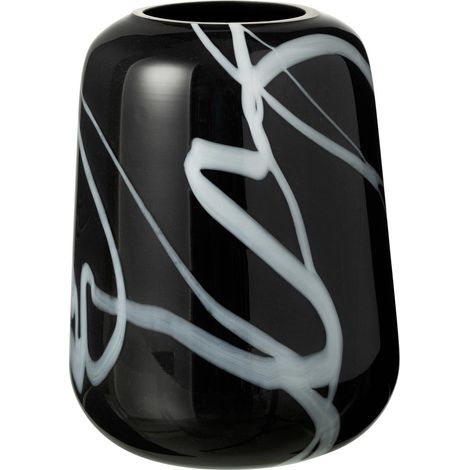 Vase Déco en Verre "Effet Fumé" 22cm Noir (1/2)