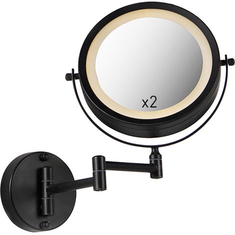QAZQA Design Bathroom Mirror Black Incl. Adjustable LED IP44 -