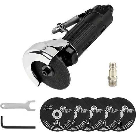 Meuleuse Pneumatique Coupe Scie de Meulage Droite 3" 75mm avec 6 Disques, Outil de Coupure Découpeur Pneumatique,meulage de coupe de bois (1/5)