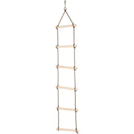 Kids Rope Ladder (7ft) with 6 Wooden Rungs - Ideal for Climbing Structures, Treehouses and Dens, 60kg Weight Limit, Heavy Duty Outdoor Toy (1/4)