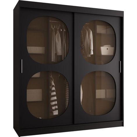 Armario Hartford 529, Negro, 200x180x62cm, Puertas de armario: Correderas, Número de estantes: 0