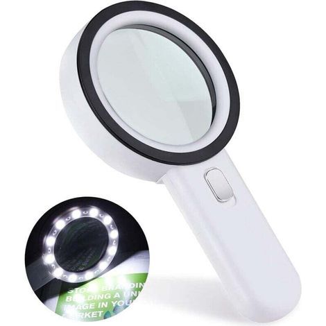 Lupa de 30 aumentos con 12 LED, lupa de bolsillo iluminada para la fabricación de joyas, relojería, manualidades y lectura. (1/4)