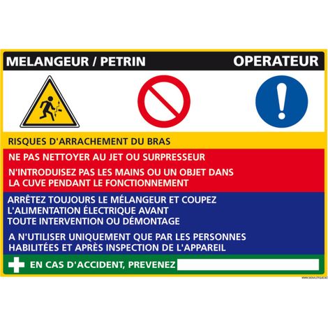 Panneau Fiche de Poste Mélangeur/Pétrin (C1087) - Adhésif - 300 x 420 mm