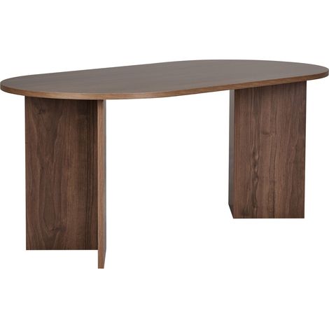 BELORA - Table à manger ovale couleur bois foncé 180 cm