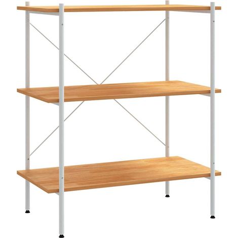 Maison Exclusive - Regal mit 3 Böden Weiß und Eiche-Optik 80x40x9 (1/5)
