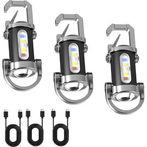 Mini-Taschenlampe mit ultraheller Leuchtkraft, tragbar, LED-Taschenlampe, wiederaufladbar über USB Typ-C, wasserabweisendes Design, mehrere Leuchtmodi, tragbare Lichtquellenfunktion, ideal (1/5)