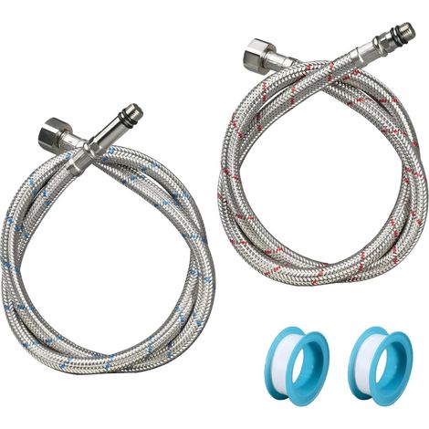 3/8 Stainless Steel Braided 3/8 G3/8 x M10 Connection Pipe Extension Extension Pipe for Kitchen Bathroom (Pack of 2) (1/5)