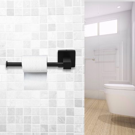 Wandmontierter Toilettenpapierhalter, Edelstahl 201, schwarz, 15,5 x 6 cm, Rollenhalter, Badezimmer-Set, 1 Tür + Schrauben (1/5)