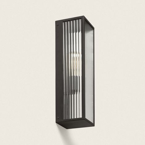 Wandleuchte Aussen Metall und Glas Taiga Schwarz