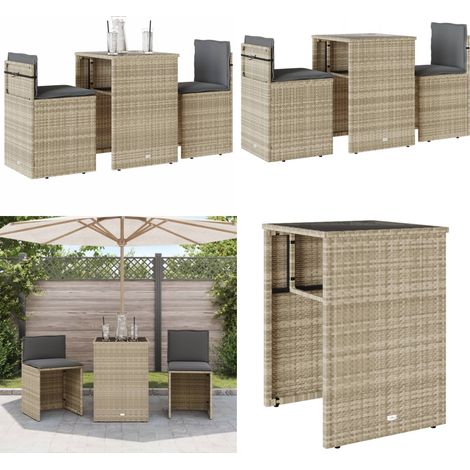 Ensemble de bistro 3 pcs et coussins gris clair résine tressée - Salon De Jardin - Set De Salon De Jardin - Meuble De Jardin - Mobilier De Jardin - Résine Tressée - Home & Living