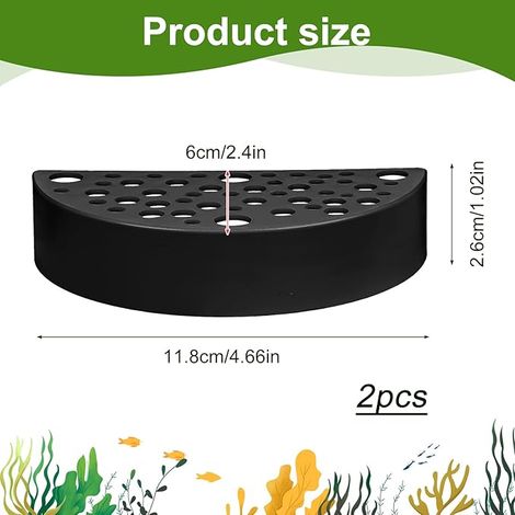2 nascondigli creativi per gamberetti in plastica ABS, a forma di semicerchio per giocare e riposare, neri - ALTRO (1/4)